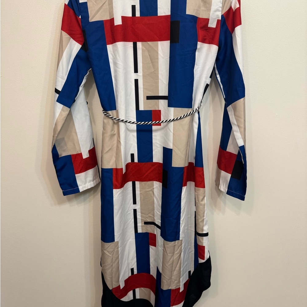 Colorful Geometric Print Shirt Dress - Large - Picture 10 of 10